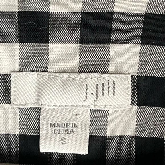 J. Jill Buffalo Plaid Black White Blouse Small - Picture 6 of 7